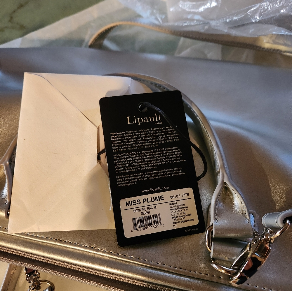 LIPAULT Paris Silver New Bowling Bag Tote + Wallet - Picture 10 of 11